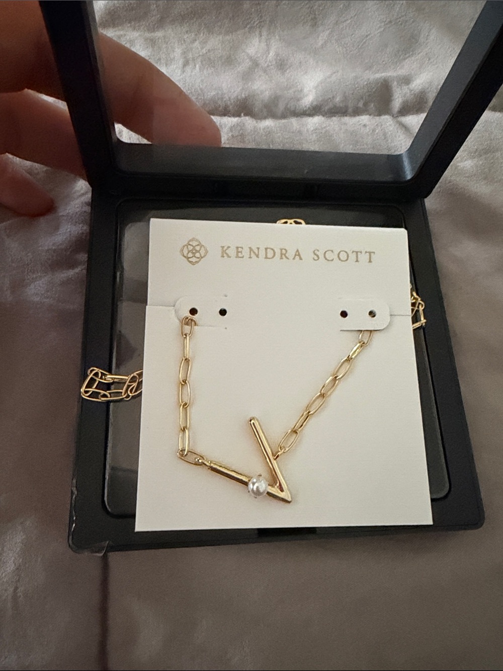 Kendra Scott Gold V-Shaped Pendant Necklace with Pearl